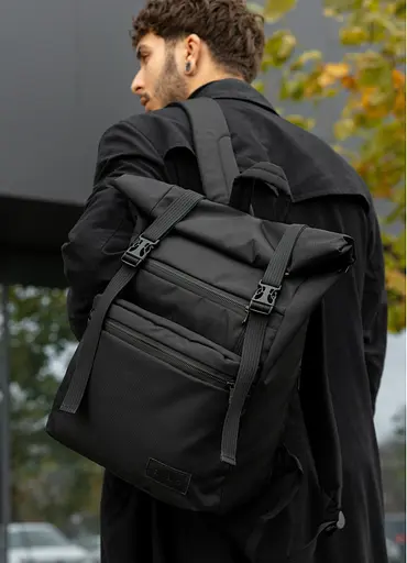 Мужской рюкзак Sambag RollTop ZARD черный тканевый 41 х 30 х 16 см (24238065m) - фото 2