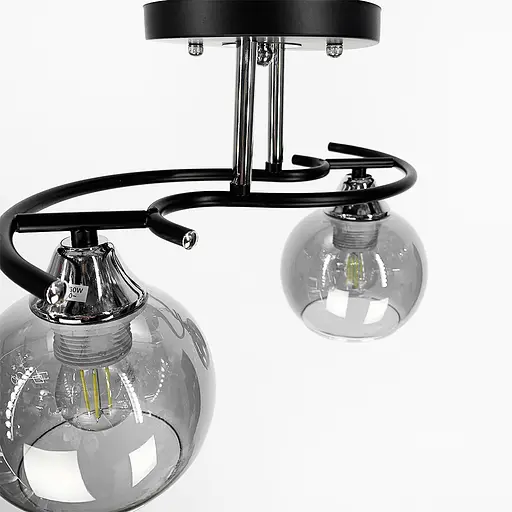 Сучасна люстра в чорному корпусі на 2 графітових плафони | Арт. 11585/2D | Line F - фото 5