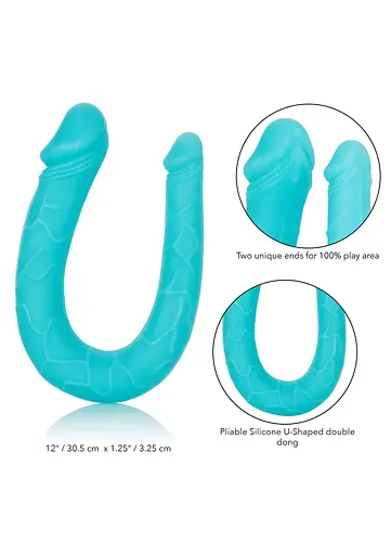 Двухсторонний фаллоимитатор Double Dong AC DC Dong 30.5 см бирюзовый - фото 2