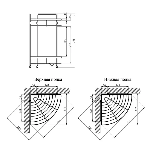 Полка для ванной комнаты угловая Kroner KRM Rizze - ACC329-2 CV022913, Хром - фото 2