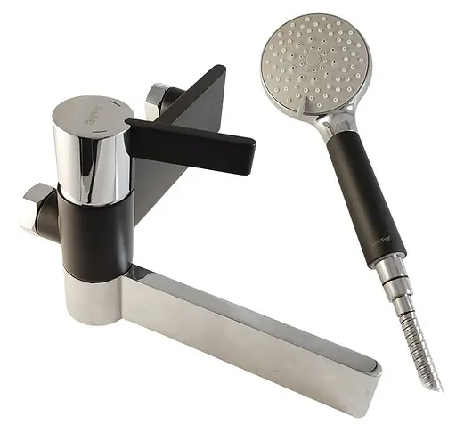 Смеситель для ванны короткий гусак черный/хром Ø35 Gappo Atlantic 1/4 G3281 Черный матовый - фото 1