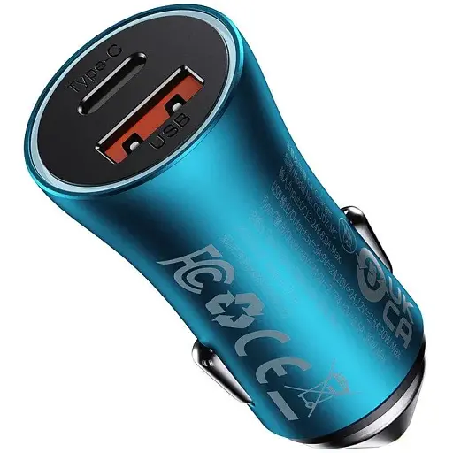 Зарядний пристрій Baseus Golden Contactor Max Dual 2 порт Type-C + USB CGJM000103 blue - фото 1