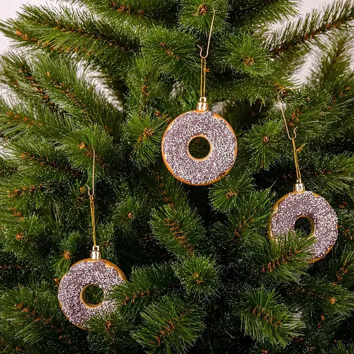 Комплект ялинкових прикрас Chomik Пончики пластикові 8 см коричневі 3 шт. (BAI7169) - фото 2