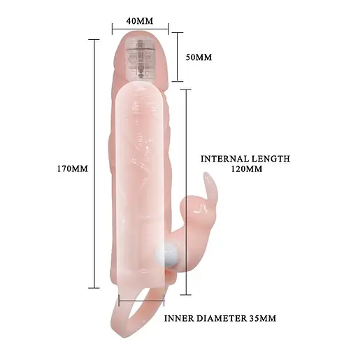 Насадка на пенис Baile Brave Men Vibro Penis Sleeve 17 см телесный - фото 4