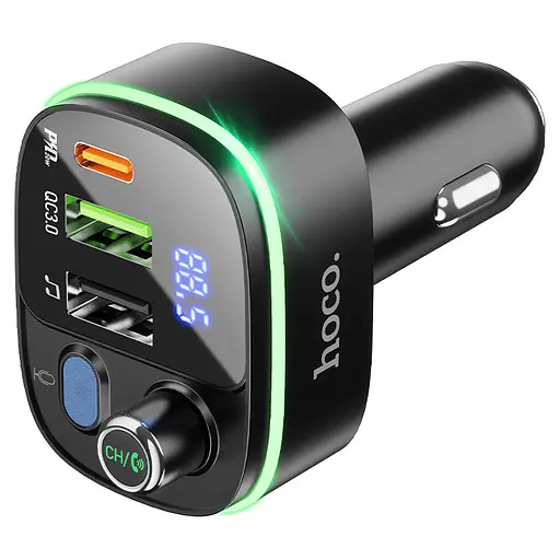 АЗП FM модулятор Hoco E62 PD20W+QC3.0 (2USB-A/1C) Чорний - фото 4