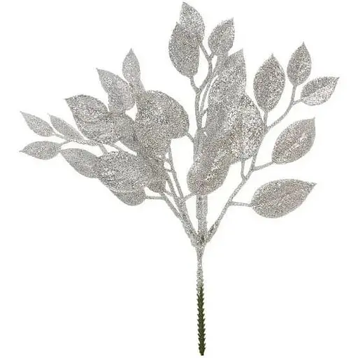 Ветка для декора 29 см Искусственные материалы для декора и флористики с глитером Серебряный - фото 1