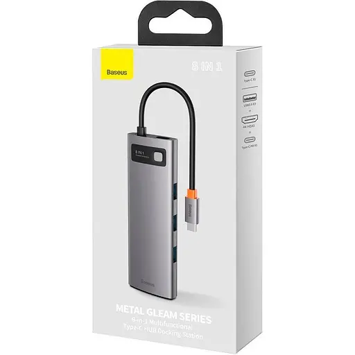 USB-хаб Baseus Metal Gleam Series 8-in-1 Multifunctional Type-C HUB Space Gray (CAHUB-CV0G) [77937] - фото 5