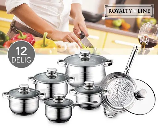 Набір каструль з кришками та сковородою Royalty Line RL-1231, 12 предметів - фото 5