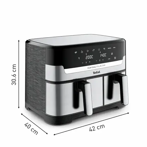 Аэрогриль Tefal Easy Fry Dual Essential 2700 Вт черный (EY901N10) - фото 2