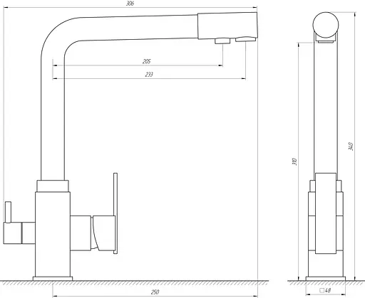 Змішувач для кухні під осмос Globus Lux GLLR-0100-6-Marone Коричневий - фото 2