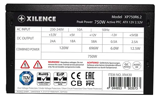 БЖ 750W Xilence XP750R6.2_Bulk Performance C+ 120mm, 80+ White, Bulk - фото 7
