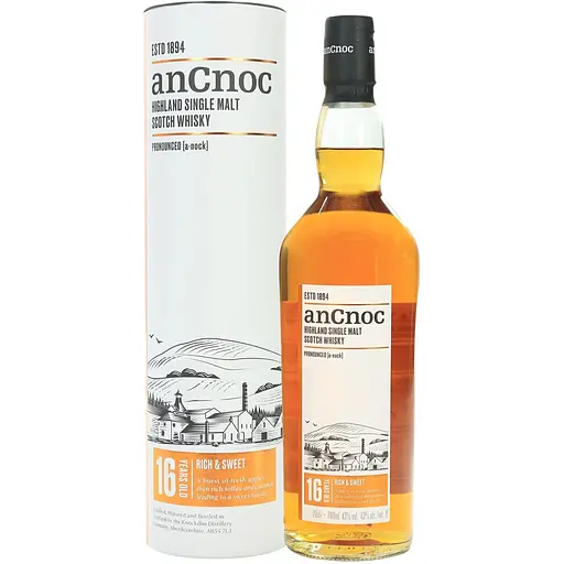 Виски anCnoc Highland Single Malt 16 y.o. в подарочной упаковке 43% 0.7 л