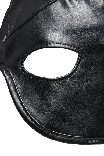 Маска Master Series Dungeon Demon Bondage Mask with Horns - Black - фото 5