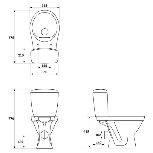 Унитаз-компакт 705 Cersanit Cersania SimpleOn 011 3/6 с сиденьем duraplast Slim Soft Close K119-001 - фото 3