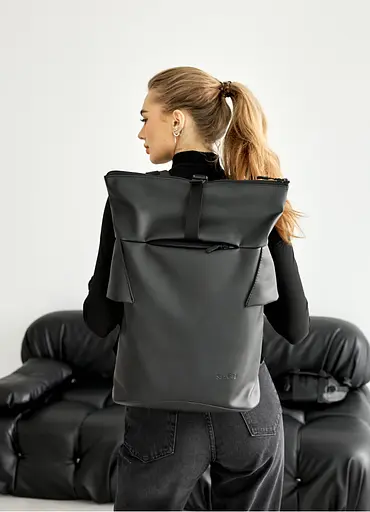 Женский рюкзак ролл Sambag RollTop KZN черный 39 х 28.5 х 15 см (24300001) - фото 3