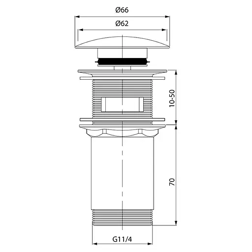 Донный клапан Cersanit Click-Clack универсальный хром S951-700, Хром - фото 2