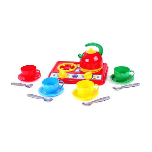 Детская игрушечная плита "Галинка 3" ТехноК" 1585TXK, с чайным сервизом - фото 1