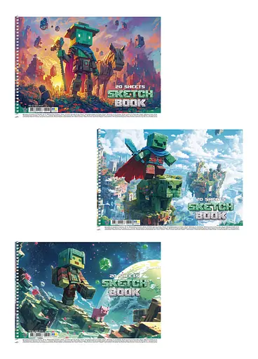 Комплект 3 шт. альбомів для малювання. Альбом Школярик А4 20 арк. 100г/м2 8535 4823088244007 - фото 1