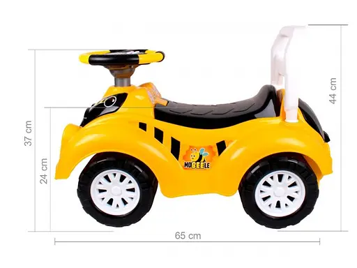Автомобиль для прогулок - толокар ТехноК с музыкальным рулем желтый - фото 5