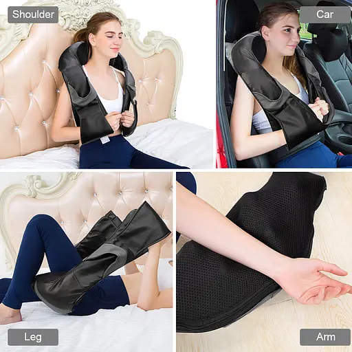 U-подібний масаж Шиацу Lehiko Електричний (6 кнопок) Бежевий Чорний - фото 2