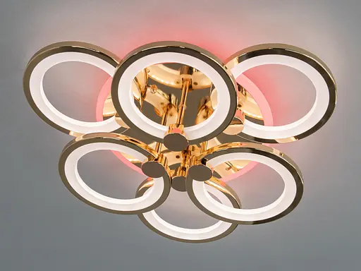 Потолочная люстра с диммером и LED подсветкой, цвет золото, 85W. - фото 2