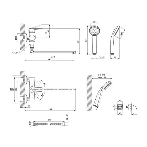 Змішувач для ванни Kroner KRM Elbe - C072 (CV029680) - фото 8
