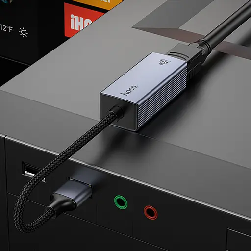Інтернет адаптер Hoco UA37 1000 Mbps (USB to RJ45) Metal gray - фото 4