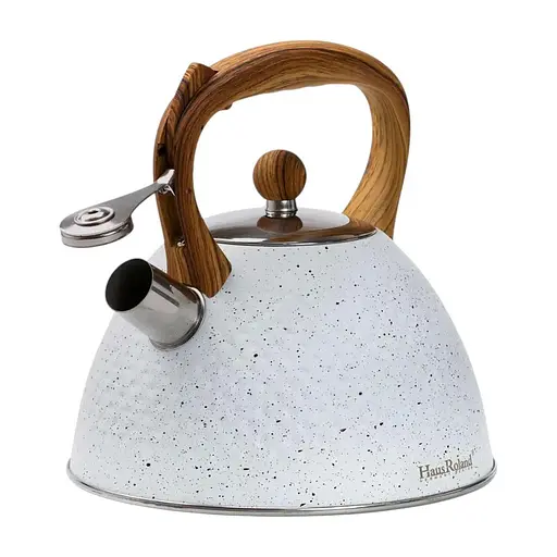 Металевий чайник із нержавіючої сталі Haus Roland зі свистком 3л Білий - фото 1