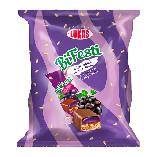 Уценка. Конфеты Lukas BiFesti глазированные грильяжно-желейные со вкусом черной смородины 1 кг - фото 2