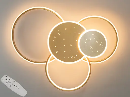 Стельова світлодіодна люстра в формі кільця з пультом, 100Вт, золото - фото 1