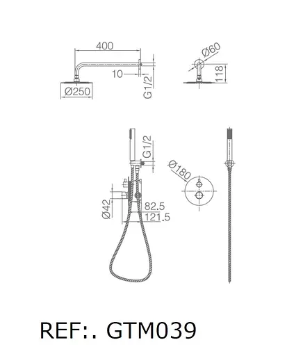 Душова система прихованого монтажу з термостатом Imex Monza PVD матове золото GTM039/OC, Золотий - фото 5