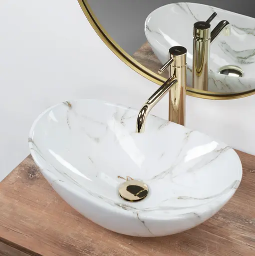 Умивальник Rea Royal Mini Aiax Shiny накладний REA-U5063, Мармур - фото 3