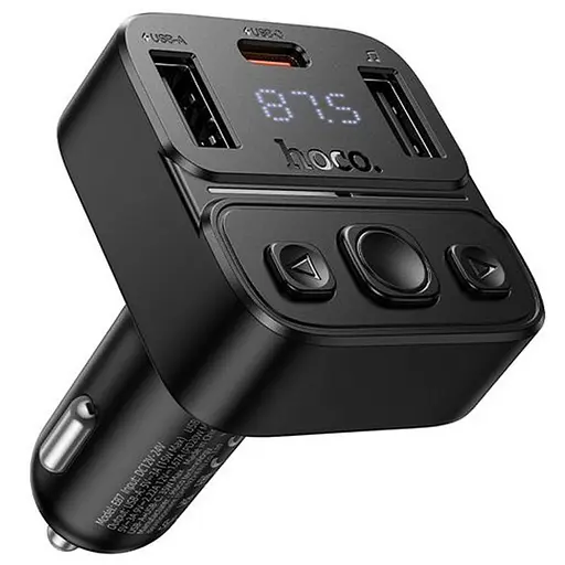 АЗУ FM модулятор Hoco E87 Delta 35W (1USB-A/1C) Black