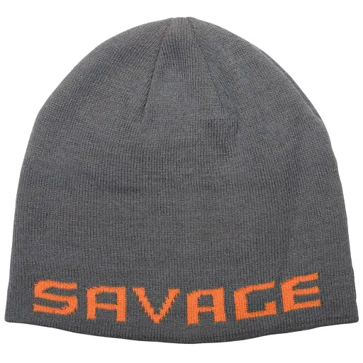 Шапка Savage Gear Logo Beanie One size Rock Grey/Orange - фото 1