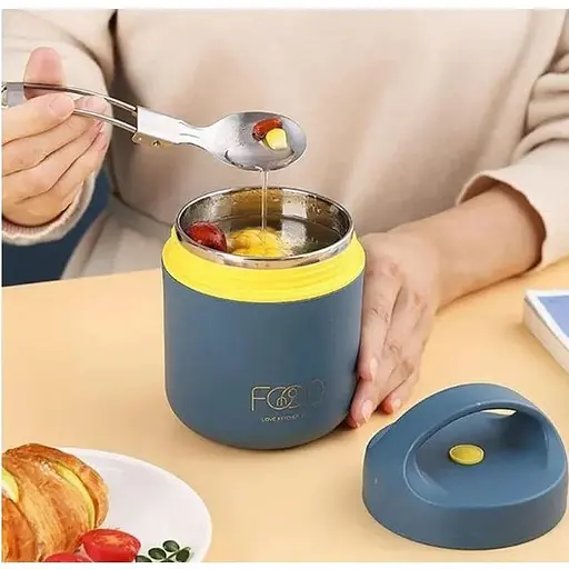 Термос для їжі - ланчбокс FOOD 0,49л харчовий термос з контейнером blue - фото 2