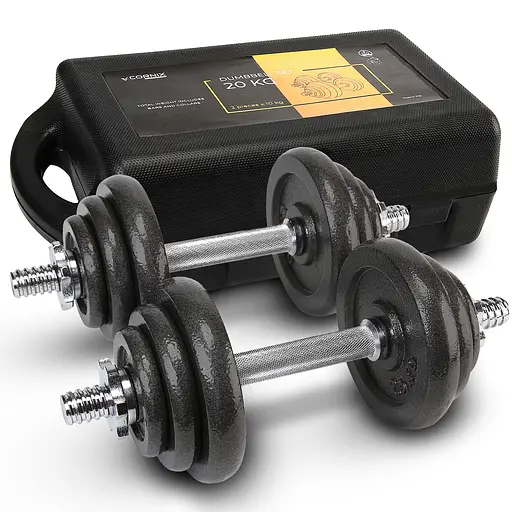 Гантелі металеві Cornix 2 x 10 кг набірні, в кейсі Black XR-0441 - фото 1