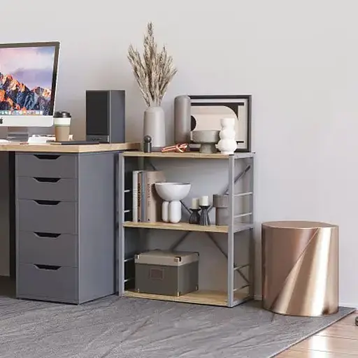 Этажерка 3/60 Ferrum-decor Серии Коннект 73x60x28 серый ДСП Дуб Сонома 16мм (FRD-104269)