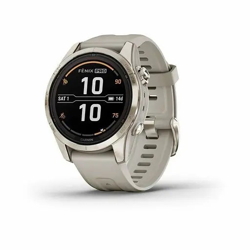 Смарт-годинник Garmin Fenix 7S Sapphire Solar Soft Gold w. Light Sand Band (010-02776-14/15)