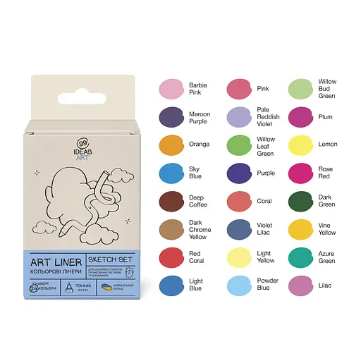 Набір кольорових лінерів, 24 кольори, 24 set Sketch set, IDEA10-AL24SKETCH