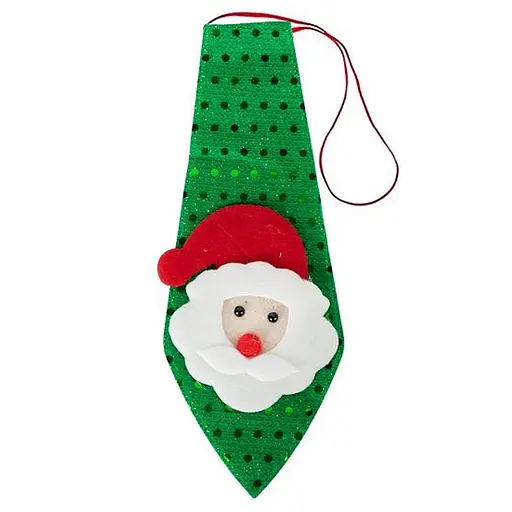 Новорічна краватка з фігуркою "Санта Клаус" Bambi HH-2(Green) на гумці - фото 1