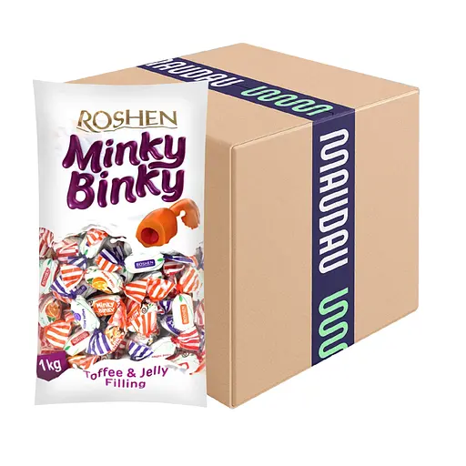 Уцінка. Цукерки ірис Roshen Minky Binky з желейною начинкою 1 кг 