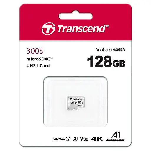 Карта памяти Transcend 128GB microSDXC C10 UHS-I R95/W45MB/s (TS128GUSD300S) - фото 2