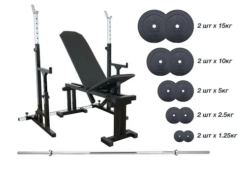 Лава для жиму RN-Sport UM 0075 стійки для присідань Штанга 75 кг