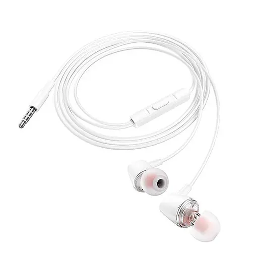Дротові навушники Hoco M107 Discoverer універсальні earphones with mic, 3.5mm, 1.2m, white - фото 2