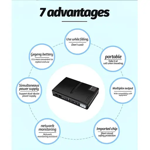 ИБП UPS DC1018L POE под заменные АКБ 18650 4 шт. дизайн 2 Black - фото 5