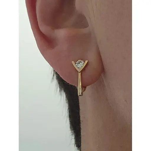 Золотые серьги Гаразд с фианитами. 3531927 - фото 2