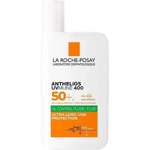 Солнцезащитный флюид La Roche-Posay Anthelios UVMune 400 Oil Control SPF 50+ с матирующим эффектом для жирной чувствительной кожи лица 50 мл - фото 1