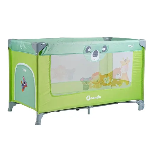 Манеж Toti T-04011 с системой быстрой сборки москитной, сеткой и колесами для легкого перемещения зеленый