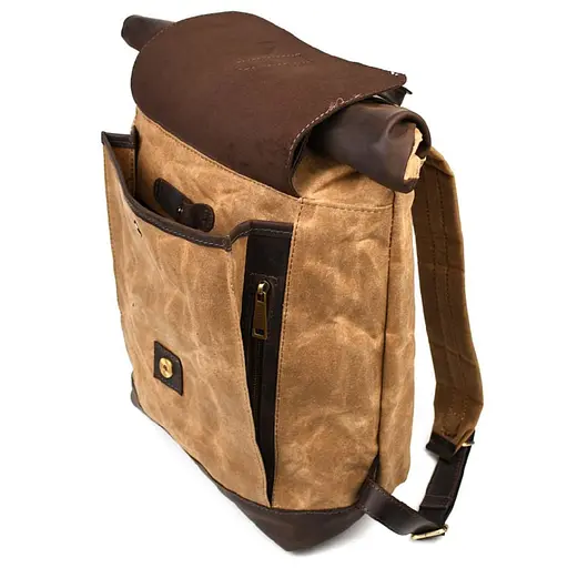 Рюкзак из лошадиной кожи и вощеного канваса ролл-ап TARWA 40х31х13 см sum0028439 - фото 7