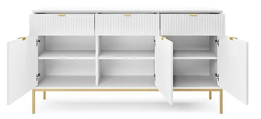 Комод Perfect Home Нова / Nova 3-дверний з 3 шухлядами і золотими ніжками KSZ154 Білий (PFH-091241) - фото 2